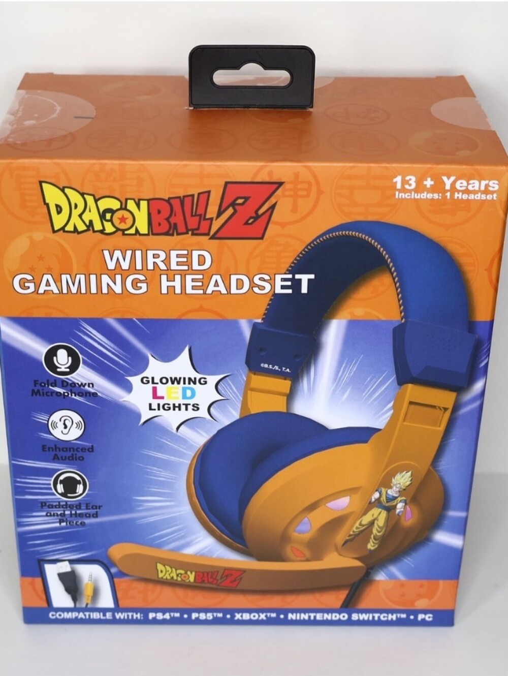 🆕The Dragon Ball Z Goku-Wired Gaming Headset Headphones by CultureFly-LED Light